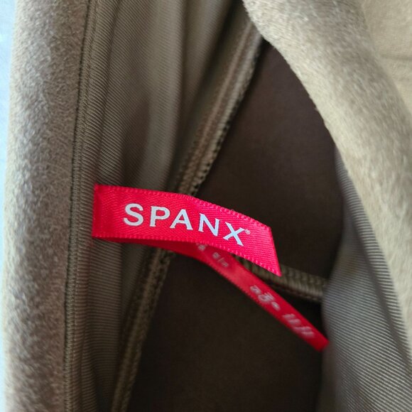 Spanx Legging Pants S Brown Faux Suede Preppy Equestrian Minimalist Pull On - Picture 8 of 14